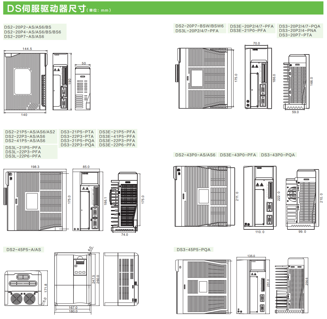 信捷伺服驅動器尺寸